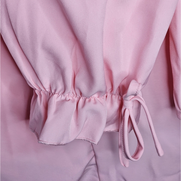 SHEIN Blush Pink & Black Contrast Eyelet Lace Flounce Sleeve Blouse Size 3XL - Picture 15 of 15